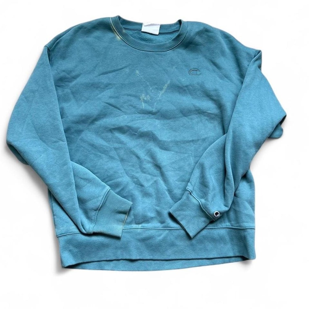 Vintage‎ Light blue Champion sweatshirt. bleach stains on front
